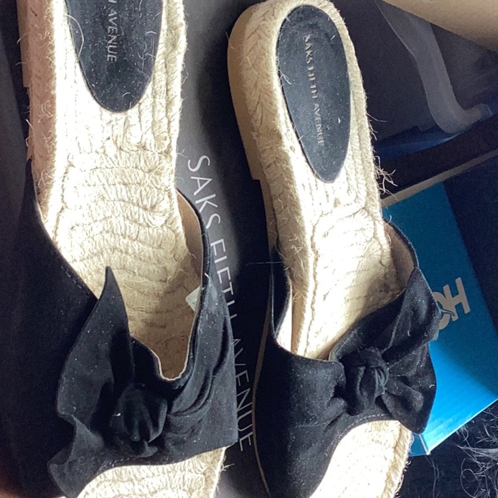 Saks Fifth Avenue Black suede Espadrilles